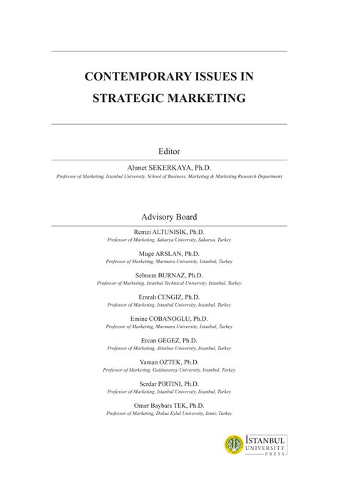 Pdf Contemporary Issues In Strategic Marketing