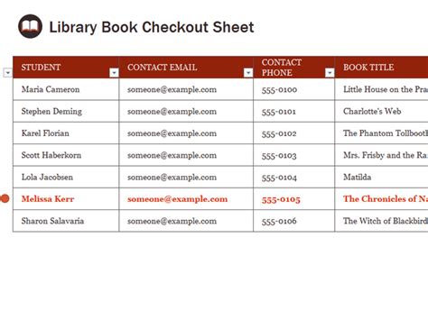 Excel Templates Book Checkout Sheet