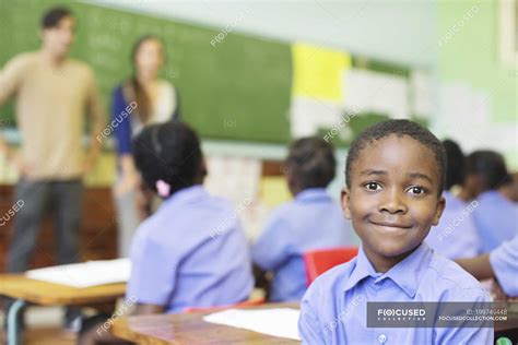 African American Student Smiling In Class — Children Education Stock