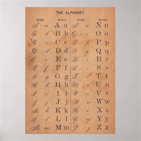 Vintage Victorian Alphabet Letters Calligraphy Poster Zazzle