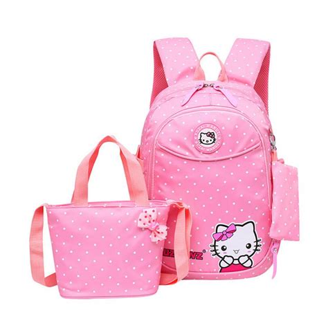 Hello Kitty Girls School Bags Cartoon Pattern Kid Backpack Children