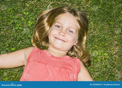 Smiling Blond Girl In The Grass Stock Image Image Of Happy Background