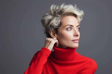 Premium Ai Image Thoughtful Woman With Short Hairstyle