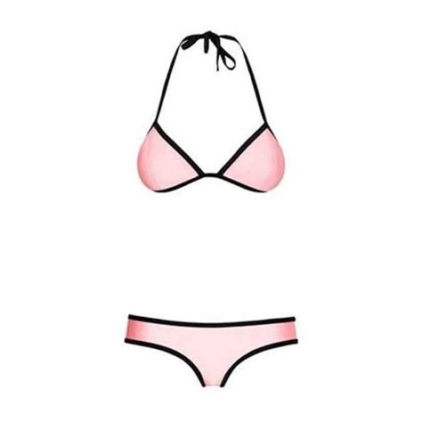 Rotita Halter Pink Triangle Two Piece Bikini Bikinis Triangl Swimwear Swimwear