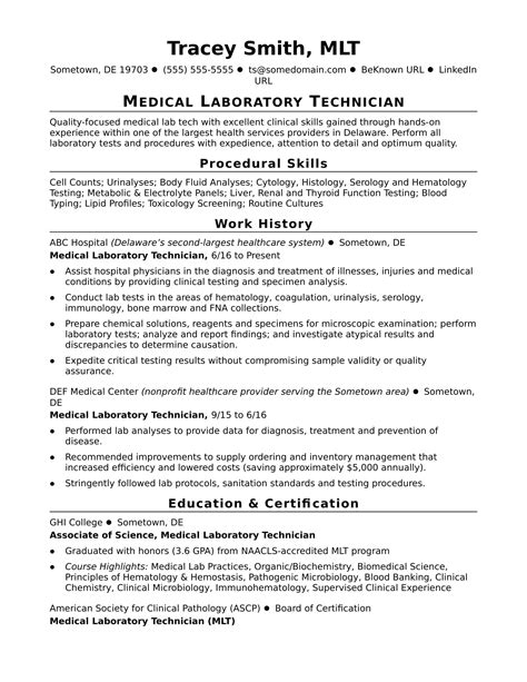Customise the template to showcase your experience, skillset and accomplishments, and highlight your most relevant qualifications for a new chemist job. Entry-Level Lab Technician Resume Sample | Monster.com