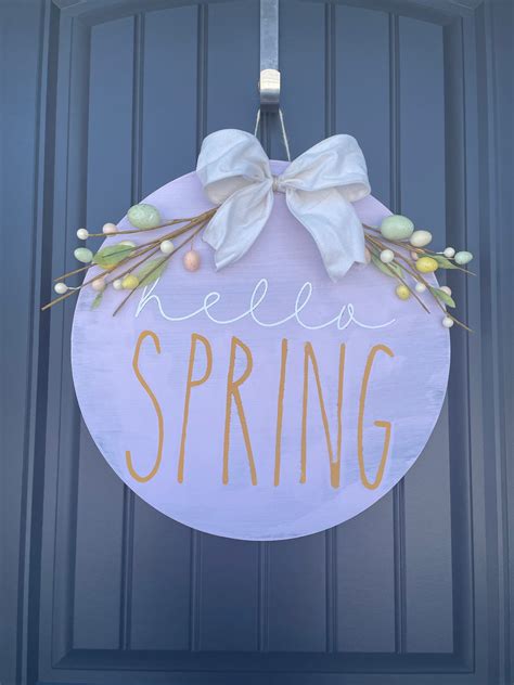 Hello Spring Door Hanger 18 Inch Door Hanger Easter Door Etsy