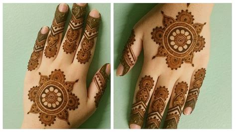 Make gol tikki mehndi designs on indian occasions such as karva chauth. Make stylish round shape henna design for back hand//gol ...