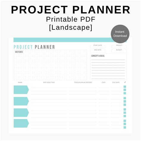 Project Planner Printable Insert Digital Pdf Worksheet Form Etsy