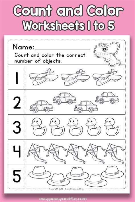 Count And Color Worksheets 1 To 5 Easy Peasy And Fun Membership