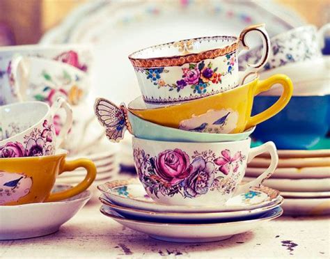 Still Life Photograph Tea Cups Tea Cups Vintage Photography Tea Tea