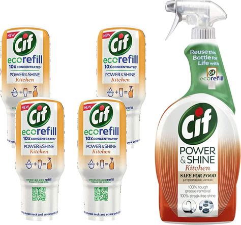 Cif Power And Shine Kitchen Cleaning Spray And Eco Refill Bundle Pack Of 1