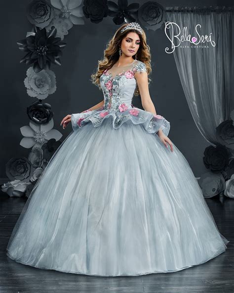 Quinceanera Dress 1813 Color Silver Decorated Pale Pink Light Pink