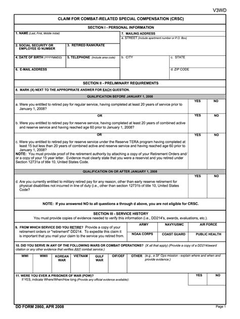 Dd Form 2860 Fill Out And Sign Printable Pdf Template Signnow