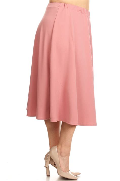 Moa Collection Womens Plus Size Solid Midi Skirt Midi Skirt Street Style
