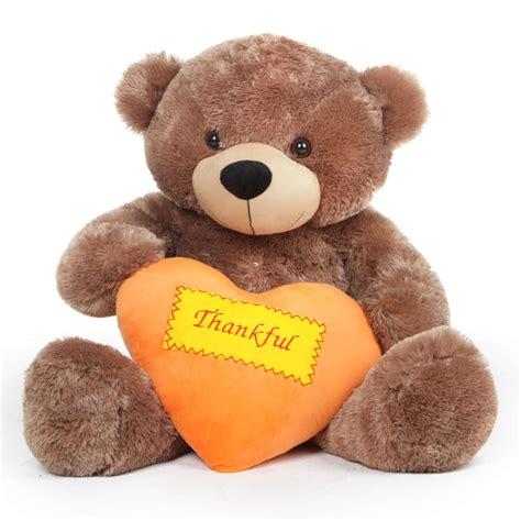 Sunny Cuddles Mocha Thanksgiving Giant Teddy Bear With Plush Orange