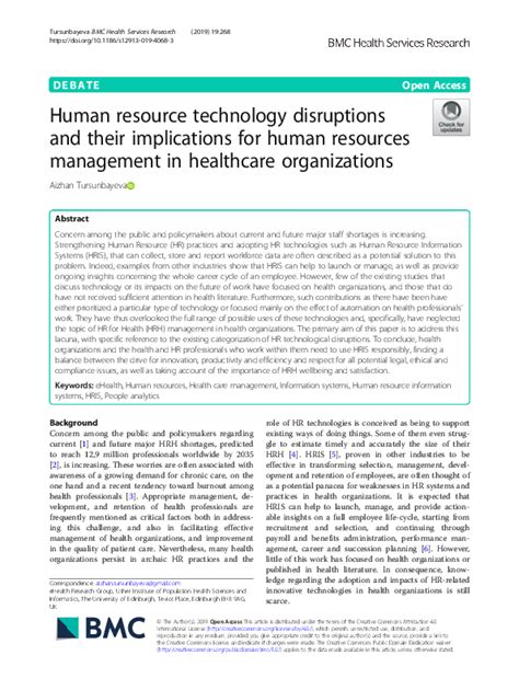Pdf Human Resource Technology Disruptions And Their Implications For