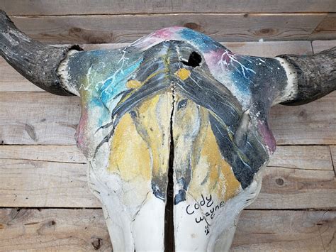 Buffalo Bison Skull Nice Painted Skull By Cody Etsy