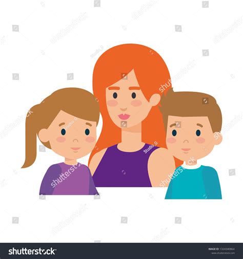 Mother Daughter Son Characters Vector De Stock Libre De Regalías 1324340864 Shutterstock