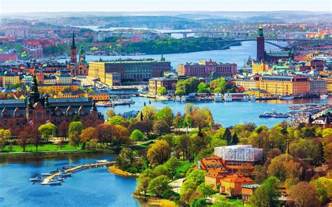 Herunterladen Hintergrundbild Stockholm 4k Frühling Panorama