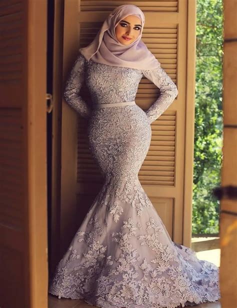 Advondjunk 2016 Robe De Soiree Muslim Light Blue Long Sleeve Hijab Long Dress Hijab Muslim
