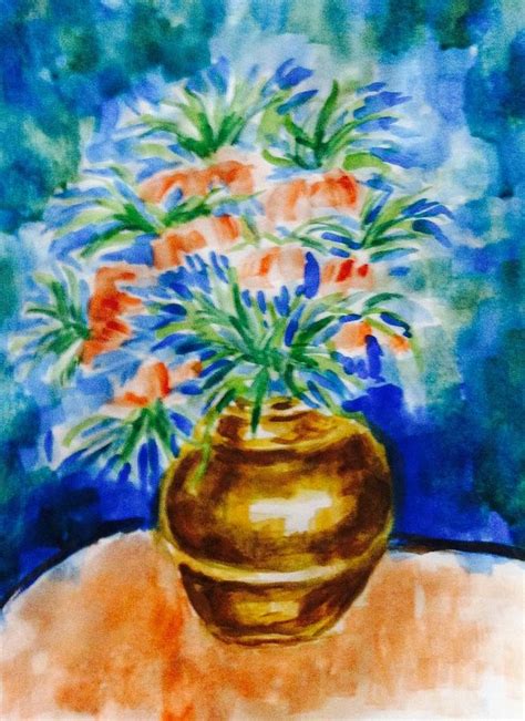 Flowers In Copper Vase Painting By Hae Kim Fine Art America