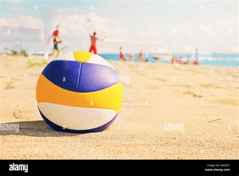 Beach Volleyball Ball In Sands Stock Photo Alamy