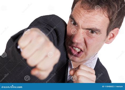Angry Man Punching Stock Photo Image Of Warning Adult 11848602
