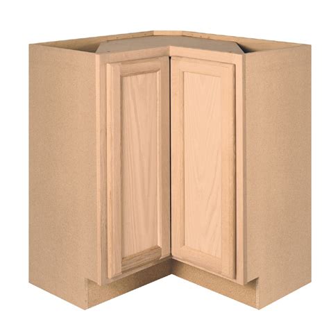 Frameless corner wall cabinet in unfinished beech. Project Source 36-in W x 34.5-in H x 15-in D Unfinished ...