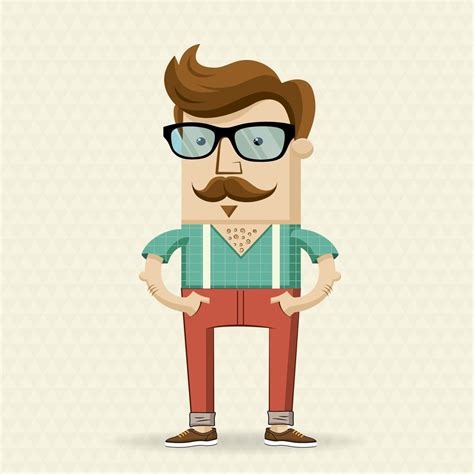 Hipster Character Illustration With Hipster Elements Projeto Dos
