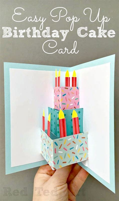 Easy Pop Up Birthday Card Diy Red Ted Art Kids Crafts Birthday
