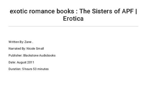 Exotic Romance Books The Sisters Of Apf Erotica