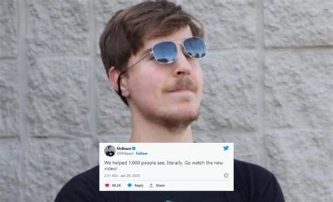 Popular Youtuber Mr Beast Helps 1000 Blind People To See First Time In