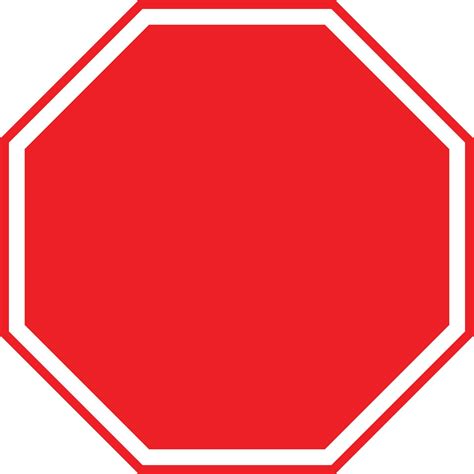 Blank Stop Sign On White Background Blank Red Stop Sign Flat Style