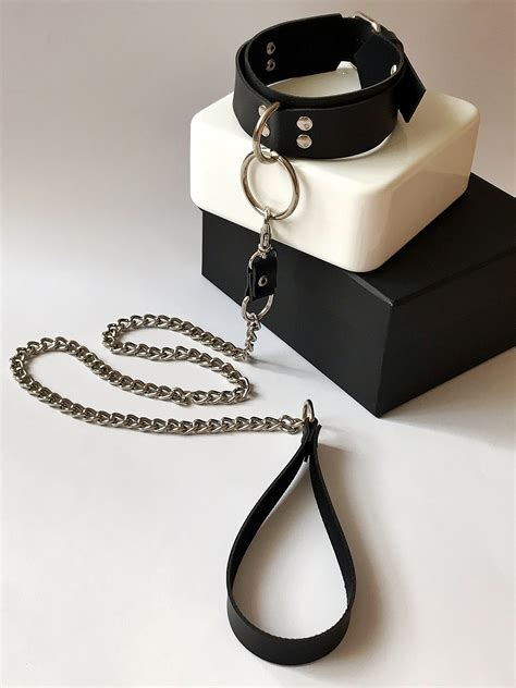 Brutal Choker With O Ring And Leash Bdsm Leather Choker Etsy