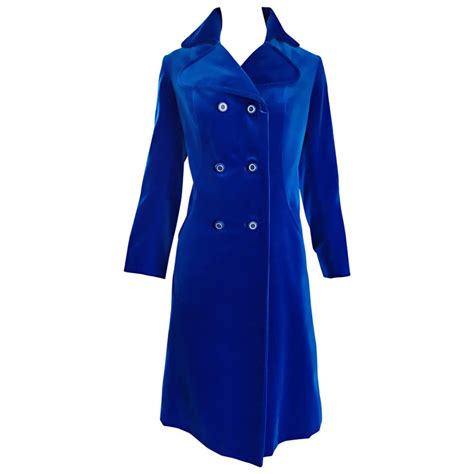 1960s Surrey Classics Cerulean Royal Blue Velvet Double Breasted Jacket