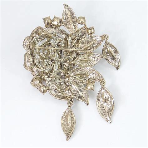 Ever Faith Rose Flower Leaf Brooch Pendant Austrian Crystal Gold Tone Pink Jewelry Brooch
