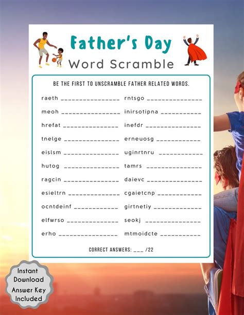 Fathers Day Word Scramble Game Fathers Day Game Etsy In 2021
