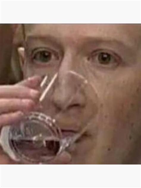 Mark Zuckerberg Drinking Water Nervously Poster By Rado Merch Redbubble