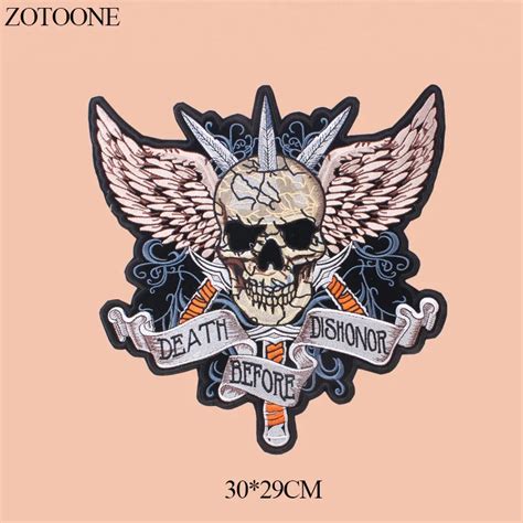 Zotoone Large Skull Wings Patches For Clothes Diy Jacket Jeans Iron On