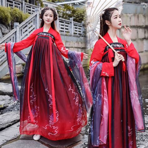 ■ ruqun (襦裙) is an item of traditional chinese attire (hanfu) primarily for women. Hanfu Women's chinese folk dance costumes red colored ...