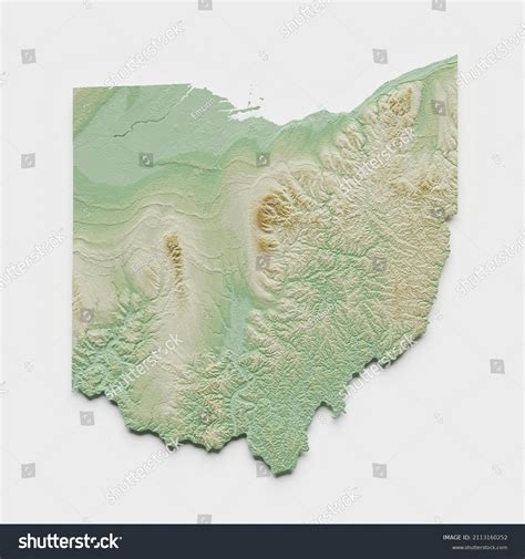 Ohio Topographic Relief Map 3d Render Stock Photo 2113160252 Shutterstock