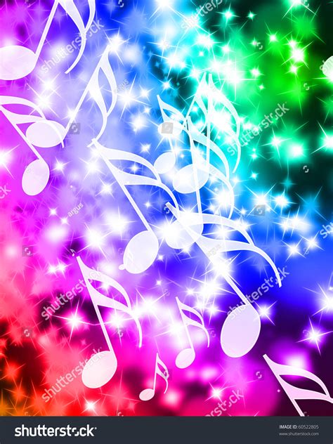 Colorful Music Notes On A Beautiful Rainbow Background Stock Photo