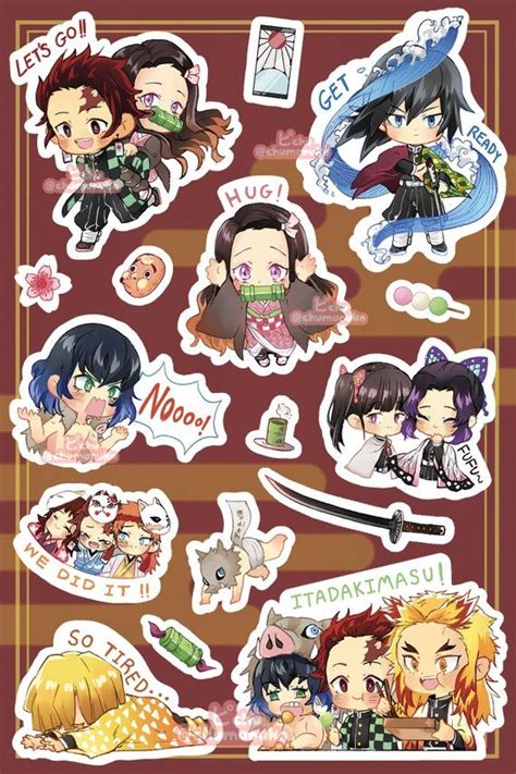 Demon Slayer Kimetsu No Yaiba Sticker Sheet Anime Printables Cute