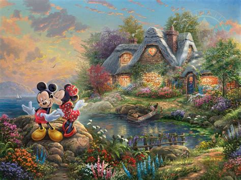 Mickey And Minnie Sweetheart Cove Thomas Kinkade Disney Paintings