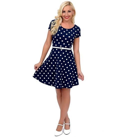 17 Best Images About Navy Blue Polka Dot Dress Outfits On Pinterest Red White Blue 1950s