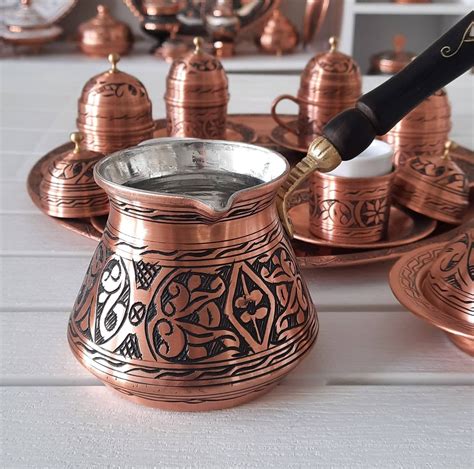 Turkish Coffee Set Copper Coffee Cup Mug Set Arabic Coffee Etsy
