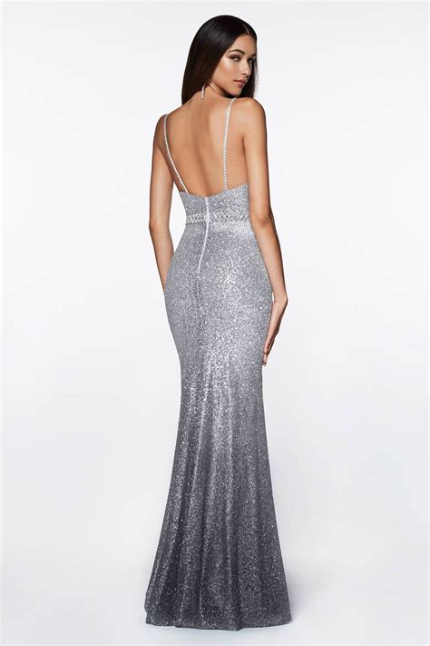Long Glitter Metallic Prom Gown Cinderella Divine Full Sequin Dress