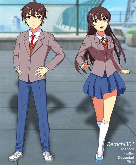 Mc And Femc By Remchi301 Ddlc In 2022 Literature Club Anime