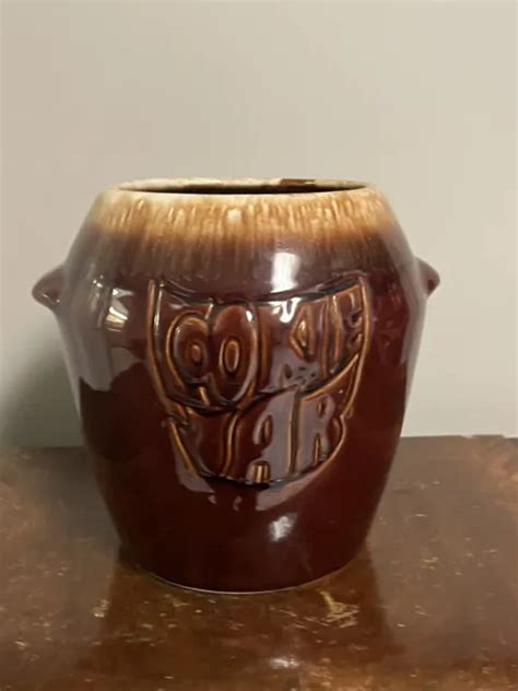 Vintage Mccoy Pottery Brown Drip Glaze Cookie Jar 7024 Missing Lid 8