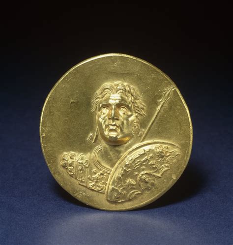 Ancient Roman Gold Medallion Featuring A Portrait Of Alexander The